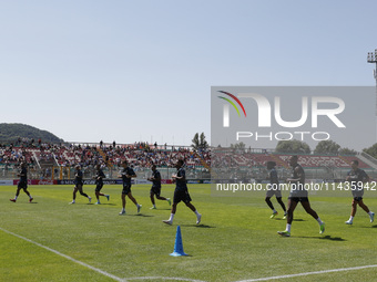 A Napoli player is participating in day 2 of the preseason training camp of SSC Napoli at Stadio Patini in Castel di Sangro, Italy, on July...