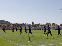 A Napoli player is participating in day 2 of the preseason training camp of SSC Napoli at Stadio Patini in Castel di Sangro, Italy, on July...