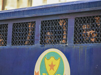 A police van is transporting protesters to the jail after their court hearing in Dhaka, Bangladesh, on July 26, 2024. The number of arrests...