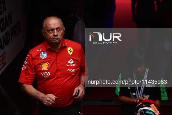 Frederic Vasseur before second practice ahead of the Formula 1 Belgian Grand Prix at Spa-Francorchamps in Spa, Belgium on July 26, 2024. 