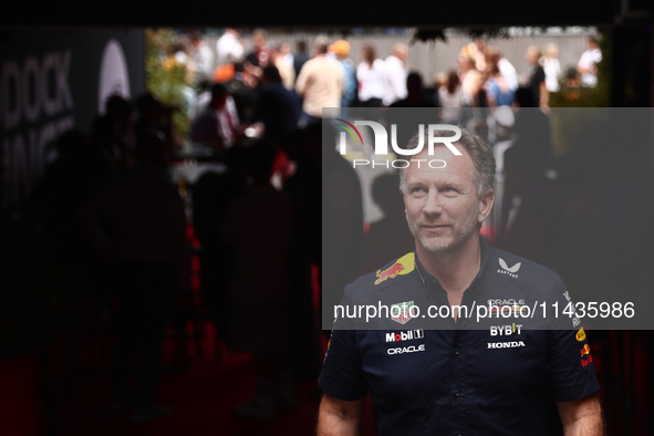 Christian Horner before second practice ahead of the Formula 1 Belgian Grand Prix at Spa-Francorchamps in Spa, Belgium on July 26, 2024. 