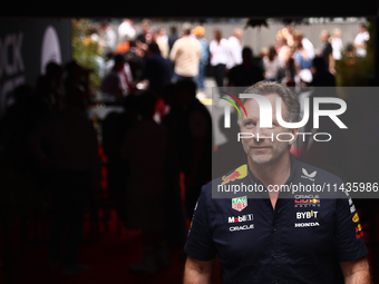 Christian Horner before second practice ahead of the Formula 1 Belgian Grand Prix at Spa-Francorchamps in Spa, Belgium on July 26, 2024. (