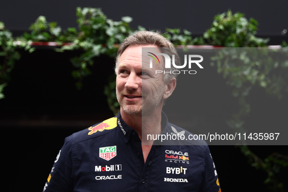 Christian Horner before second practice ahead of the Formula 1 Belgian Grand Prix at Spa-Francorchamps in Spa, Belgium on July 26, 2024. 