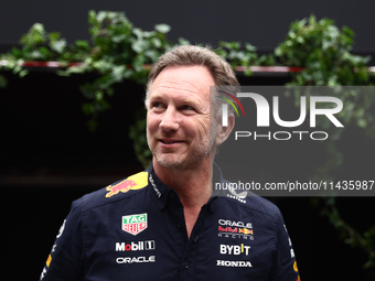 Christian Horner before second practice ahead of the Formula 1 Belgian Grand Prix at Spa-Francorchamps in Spa, Belgium on July 26, 2024. (