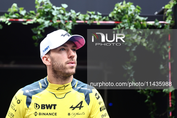 Pierre Gasly of Alpine before second practice ahead of the Formula 1 Belgian Grand Prix at Spa-Francorchamps in Spa, Belgium on July 26, 202...