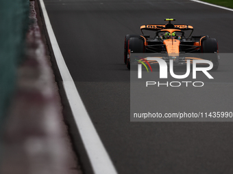 Lando Norris of McLaren during second practice ahead of the Formula 1 Belgian Grand Prix at Spa-Francorchamps in Spa, Belgium on July 26, 20...