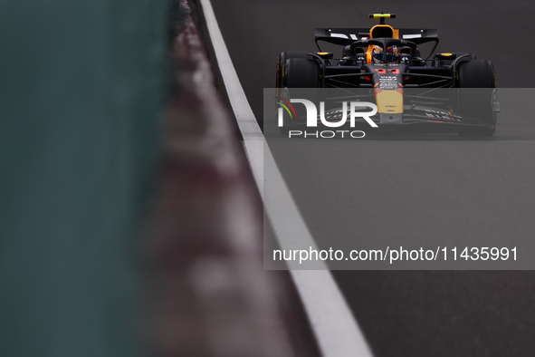 Sergio Perez of Red Bull Racing during second practice ahead of the Formula 1 Belgian Grand Prix at Spa-Francorchamps in Spa, Belgium on Jul...