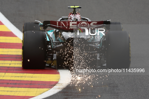 Lewis Hamilton of Mercedes during second practice ahead of the Formula 1 Belgian Grand Prix at Spa-Francorchamps in Spa, Belgium on July 26,...