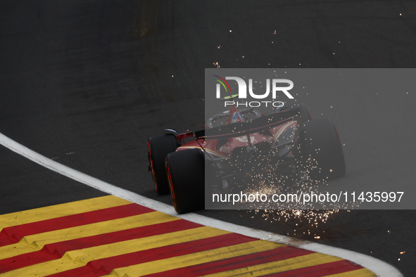 Carlos Sainz of Ferrari during second practice ahead of the Formula 1 Belgian Grand Prix at Spa-Francorchamps in Spa, Belgium on July 26, 20...