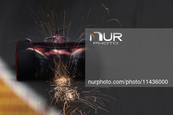 Carlos Sainz of Ferrari during second practice ahead of the Formula 1 Belgian Grand Prix at Spa-Francorchamps in Spa, Belgium on July 26, 20...