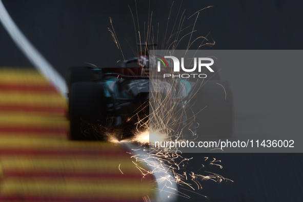 George Russell of Mercedes during second practice ahead of the Formula 1 Belgian Grand Prix at Spa-Francorchamps in Spa, Belgium on July 26,...