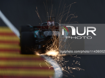 George Russell of Mercedes during second practice ahead of the Formula 1 Belgian Grand Prix at Spa-Francorchamps in Spa, Belgium on July 26,...