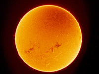 (EDITOR'S NOTE: This image was captured with an H-Alpha solar telescope and is the result of stacking the best 20% of frames. The final stac...