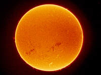 (EDITOR'S NOTE: This image was captured with an H-Alpha solar telescope and is the result of stacking the best 20% of frames. The final stac...