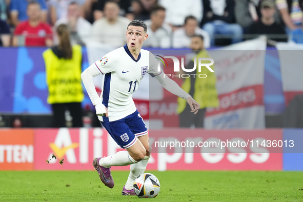 Phil Foden right winger of England and Manchester City during the UEFA EURO 2024 semi-final match between Netherlands and England at Footbal...