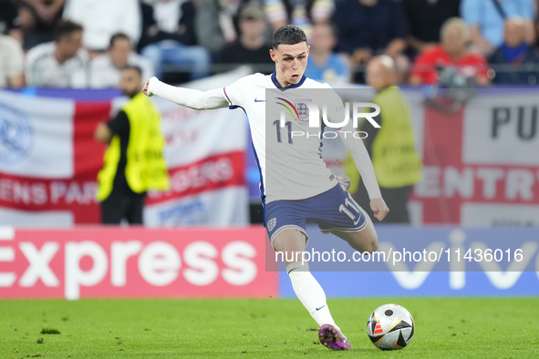 Phil Foden right winger of England and Manchester City during the UEFA EURO 2024 semi-final match between Netherlands and England at Footbal...