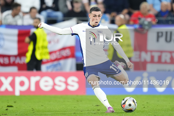 Phil Foden right winger of England and Manchester City during the UEFA EURO 2024 semi-final match between Netherlands and England at Footbal...