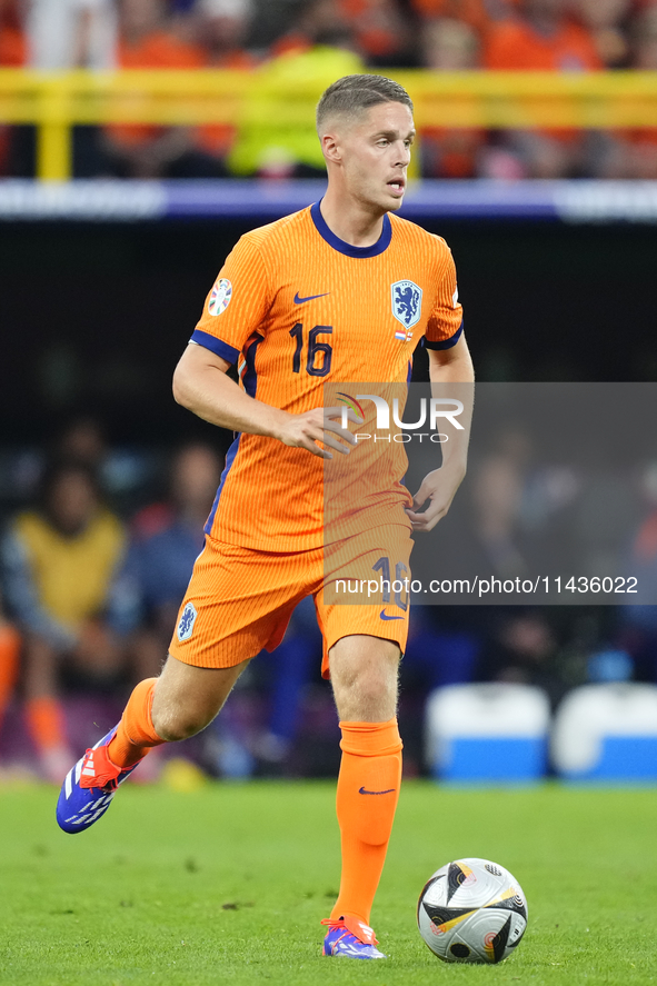 Joey Veerman central midfield of Netherlands and PSV Eindhoven during the UEFA EURO 2024 semi-final match between Netherlands and England at...