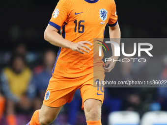 Joey Veerman central midfield of Netherlands and PSV Eindhoven during the UEFA EURO 2024 semi-final match between Netherlands and England at...