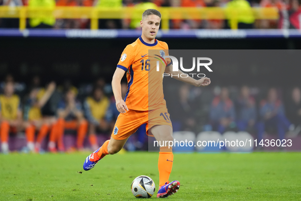 Joey Veerman central midfield of Netherlands and PSV Eindhoven during the UEFA EURO 2024 semi-final match between Netherlands and England at...