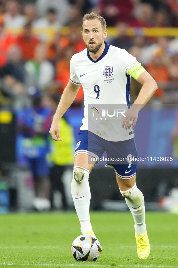 Harry Kane centre-forward of England and Bayern Munich during the UEFA EURO 2024 semi-final match between Netherlands and England at Footbal...