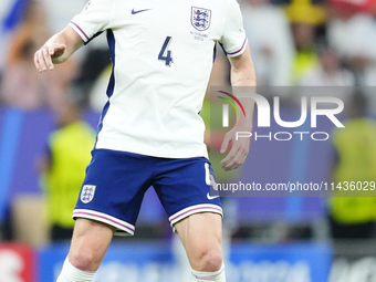 Declan Rice defensive midfield of England and Arsenal FC during the UEFA EURO 2024 semi-final match between Netherlands and England at Footb...