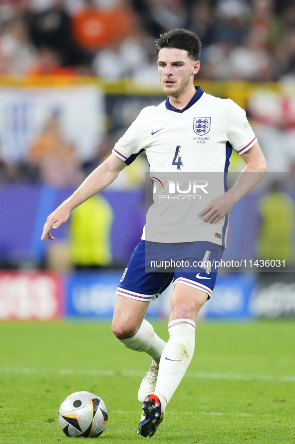 Declan Rice defensive midfield of England and Arsenal FC during the UEFA EURO 2024 semi-final match between Netherlands and England at Footb...