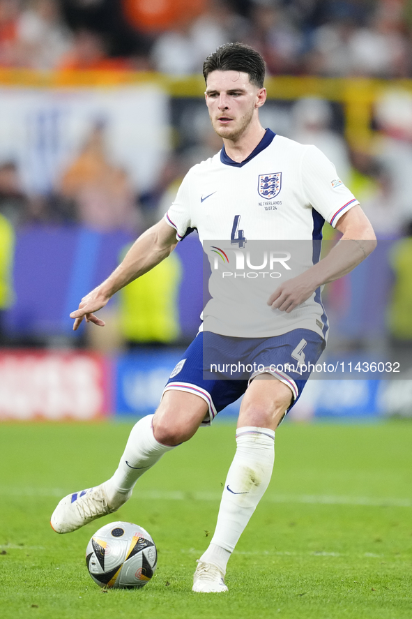 Declan Rice defensive midfield of England and Arsenal FC during the UEFA EURO 2024 semi-final match between Netherlands and England at Footb...