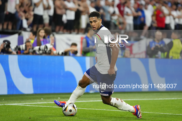 Jude Bellingham attacking midfield of England and Real Madrid during the UEFA EURO 2024 semi-final match between Netherlands and England at...