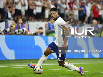 Jude Bellingham attacking midfield of England and Real Madrid during the UEFA EURO 2024 semi-final match between Netherlands and England at...