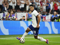 Jude Bellingham attacking midfield of England and Real Madrid during the UEFA EURO 2024 semi-final match between Netherlands and England at...