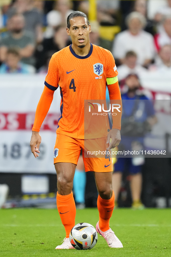 Virgil van Dijk centre-back of Netherlands and Liverpool FC during the UEFA EURO 2024 semi-final match between Netherlands and England at Fo...