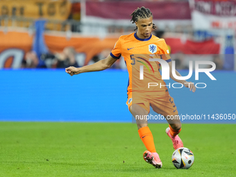 Nathan Ake centre-back of Netherlands and Manchester City during the UEFA EURO 2024 semi-final match between Netherlands and England at Foot...