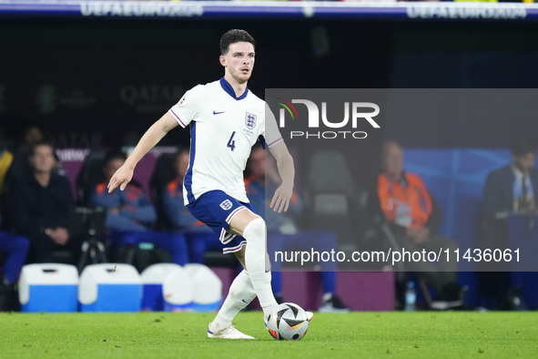 Declan Rice defensive midfield of England and Arsenal FC during the UEFA EURO 2024 semi-final match between Netherlands and England at Footb...