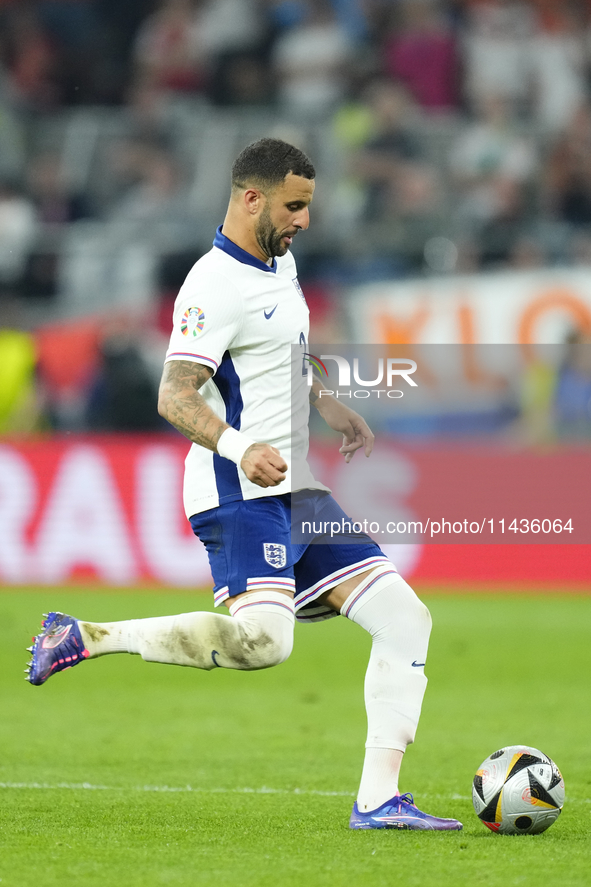 Kyle Walker right-back of England and Manchester City during the UEFA EURO 2024 semi-final match between Netherlands and England at Football...