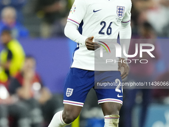 Kobbie Mainoo central midfield of England and Manchester United during the UEFA EURO 2024 semi-final match between Netherlands and England a...