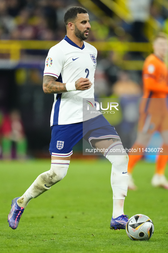 Kyle Walker right-back of England and Manchester City during the UEFA EURO 2024 semi-final match between Netherlands and England at Football...