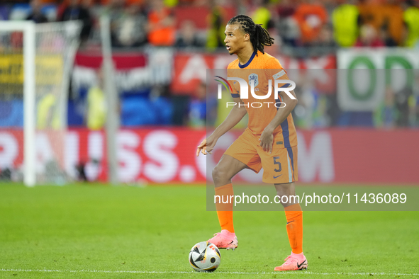 Nathan Ake centre-back of Netherlands and Manchester City during the UEFA EURO 2024 semi-final match between Netherlands and England at Foot...