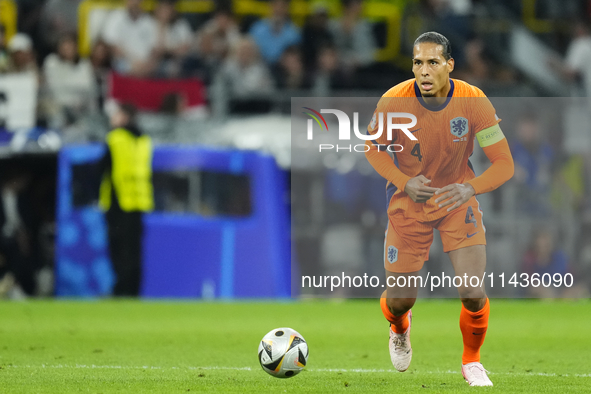 Virgil van Dijk centre-back of Netherlands and Liverpool FC during the UEFA EURO 2024 semi-final match between Netherlands and England at Fo...