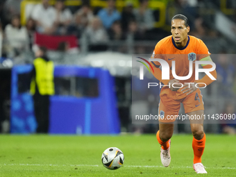 Virgil van Dijk centre-back of Netherlands and Liverpool FC during the UEFA EURO 2024 semi-final match between Netherlands and England at Fo...