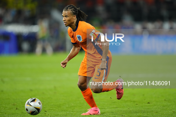 Nathan Ake centre-back of Netherlands and Manchester City during the UEFA EURO 2024 semi-final match between Netherlands and England at Foot...