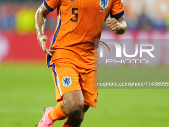 Nathan Ake centre-back of Netherlands and Manchester City during the UEFA EURO 2024 semi-final match between Netherlands and England at Foot...