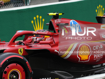 Carlos Sainz Jr. of Spain is driving the (55) Scuderia Ferrari SF-24 Ferrari during the Formula 1 Rolex Belgian Grand Prix 2024 in Francorch...