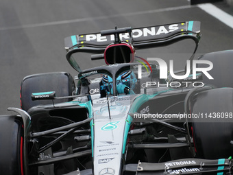 George Russell of the UK is driving the (63) Mercedes-AMG Petronas F1 Team F1 W15 E Performance Mercedes during the Formula 1 Rolex Belgian...