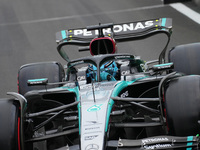 George Russell of the UK is driving the (63) Mercedes-AMG Petronas F1 Team F1 W15 E Performance Mercedes during the Formula 1 Rolex Belgian...