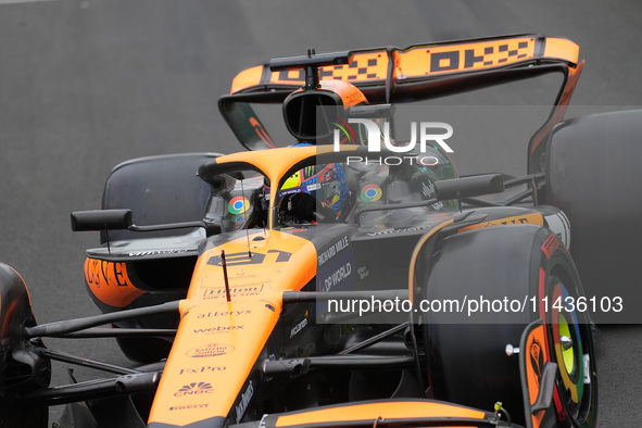 Oscar Piastri of Australia is driving the (81) McLaren F1 Team MCL38 Mercedes during the Formula 1 Rolex Belgian Grand Prix 2024 in Francorc...