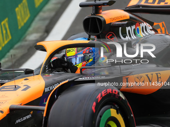 Oscar Piastri of Australia is driving the (81) McLaren F1 Team MCL38 Mercedes during the Formula 1 Rolex Belgian Grand Prix 2024 in Francorc...