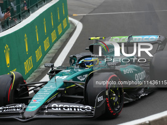 Fernando Alonso of Spain is driving the (14) Aston Martin Aramco Cognizant F1 Team AMR24 Mercedes during the Formula 1 Rolex Belgian Grand P...