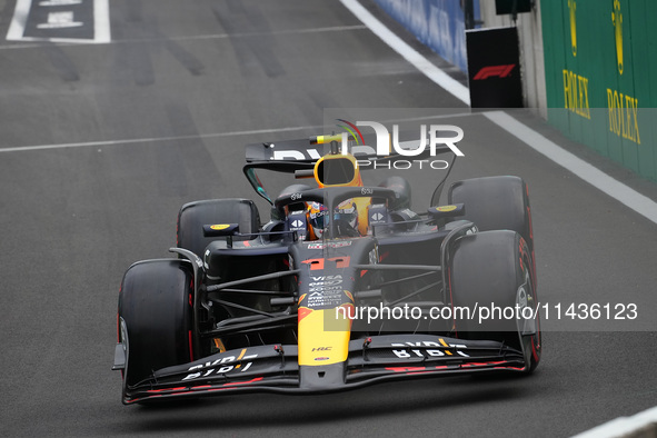 Sergio Perez of Mexico is driving the (11) Oracle Red Bull Racing RB20 Honda RBPT during the Formula 1 Rolex Belgian Grand Prix 2024 in Fran...