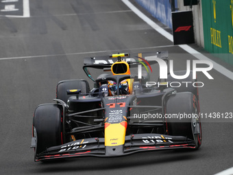 Sergio Perez of Mexico is driving the (11) Oracle Red Bull Racing RB20 Honda RBPT during the Formula 1 Rolex Belgian Grand Prix 2024 in Fran...